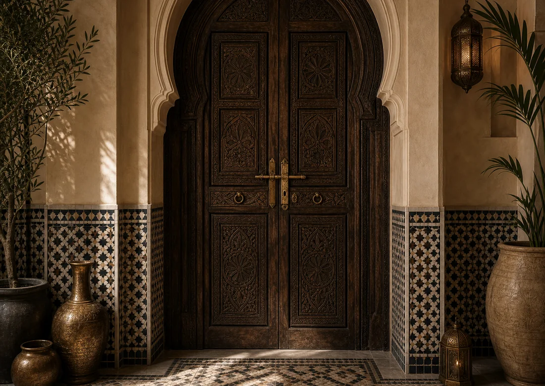Portes et boiseries marocaines sculptées TAZZRA Marrakech