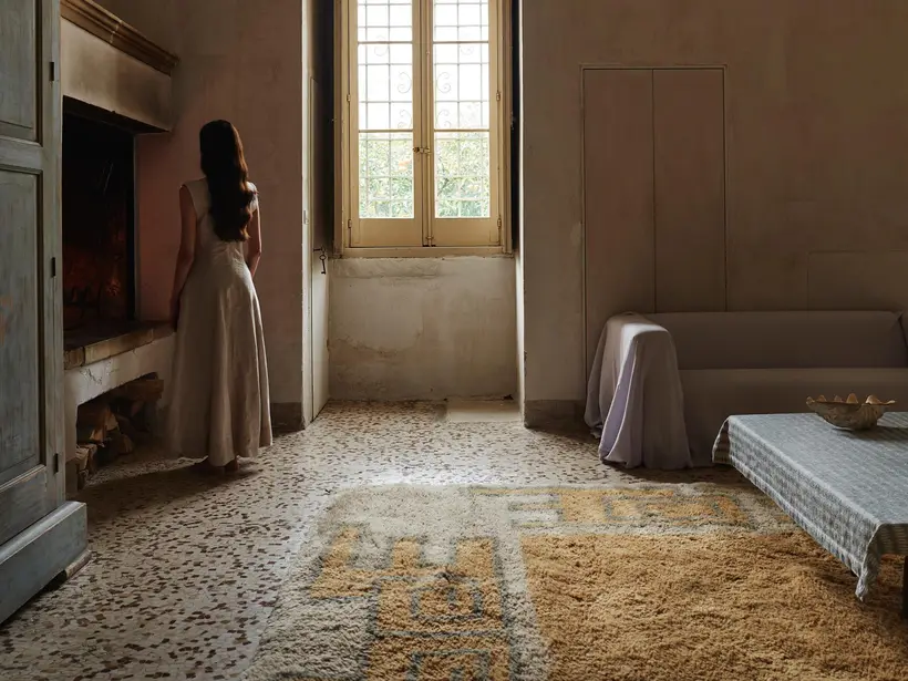 Alato Goldenrod Linen - handgefertigter marokkanischer Teppich TAZZRA Marrakesch