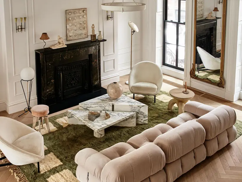 Boundaries Sage Green Natural Wool - tapis marocain fait main TAZZRA Marrakech
