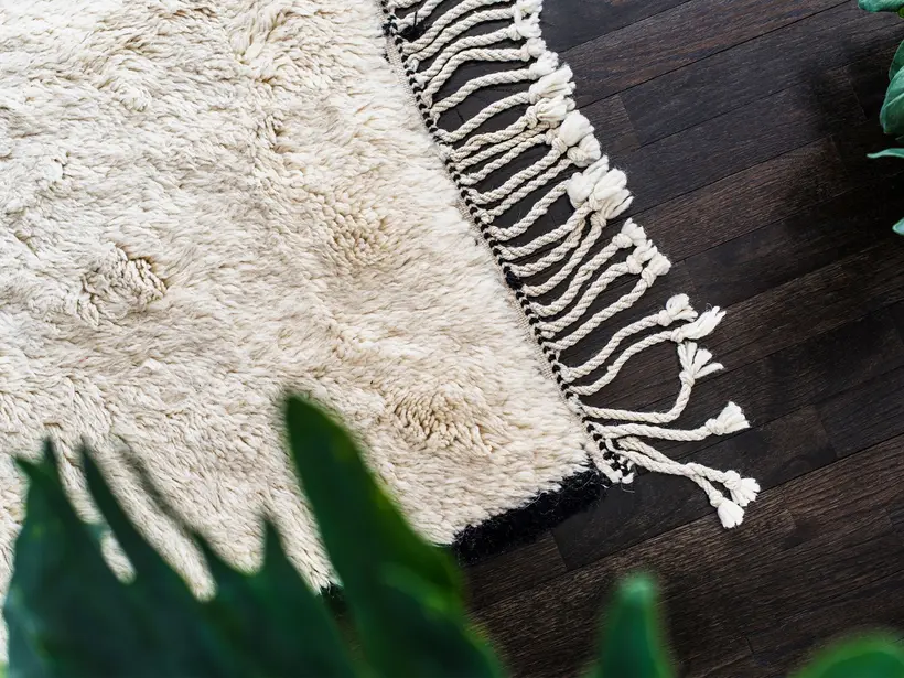 Meridian Natural Wool Midnight Black - handmade Moroccan rug by TAZZRA Marrakech