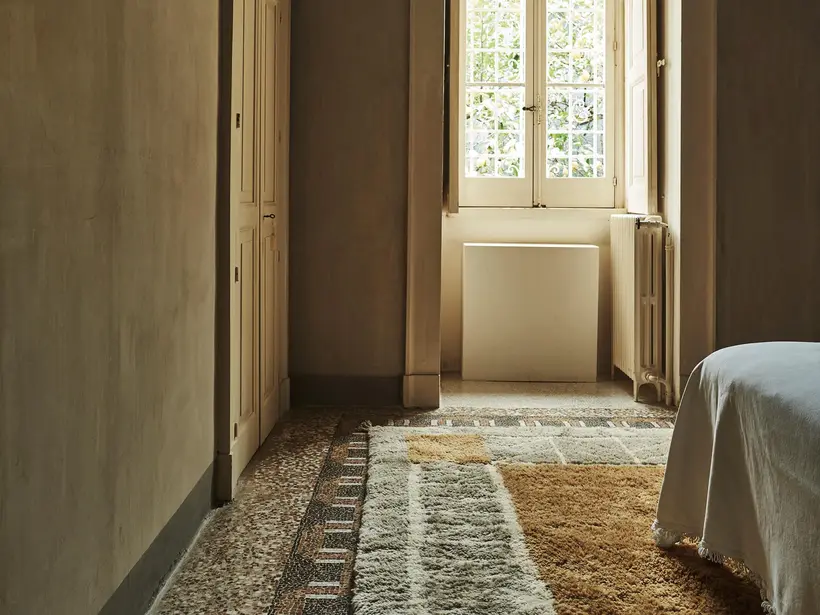 Onda Goldenrod Linen - handmade Moroccan rug by TAZZRA Marrakech