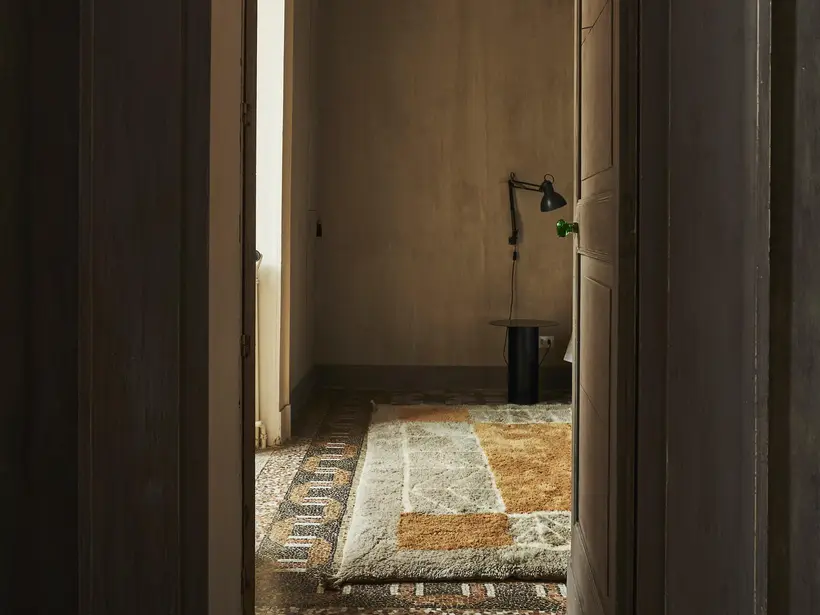 Onda Goldenrod Linen - handmade Moroccan rug by TAZZRA Marrakech
