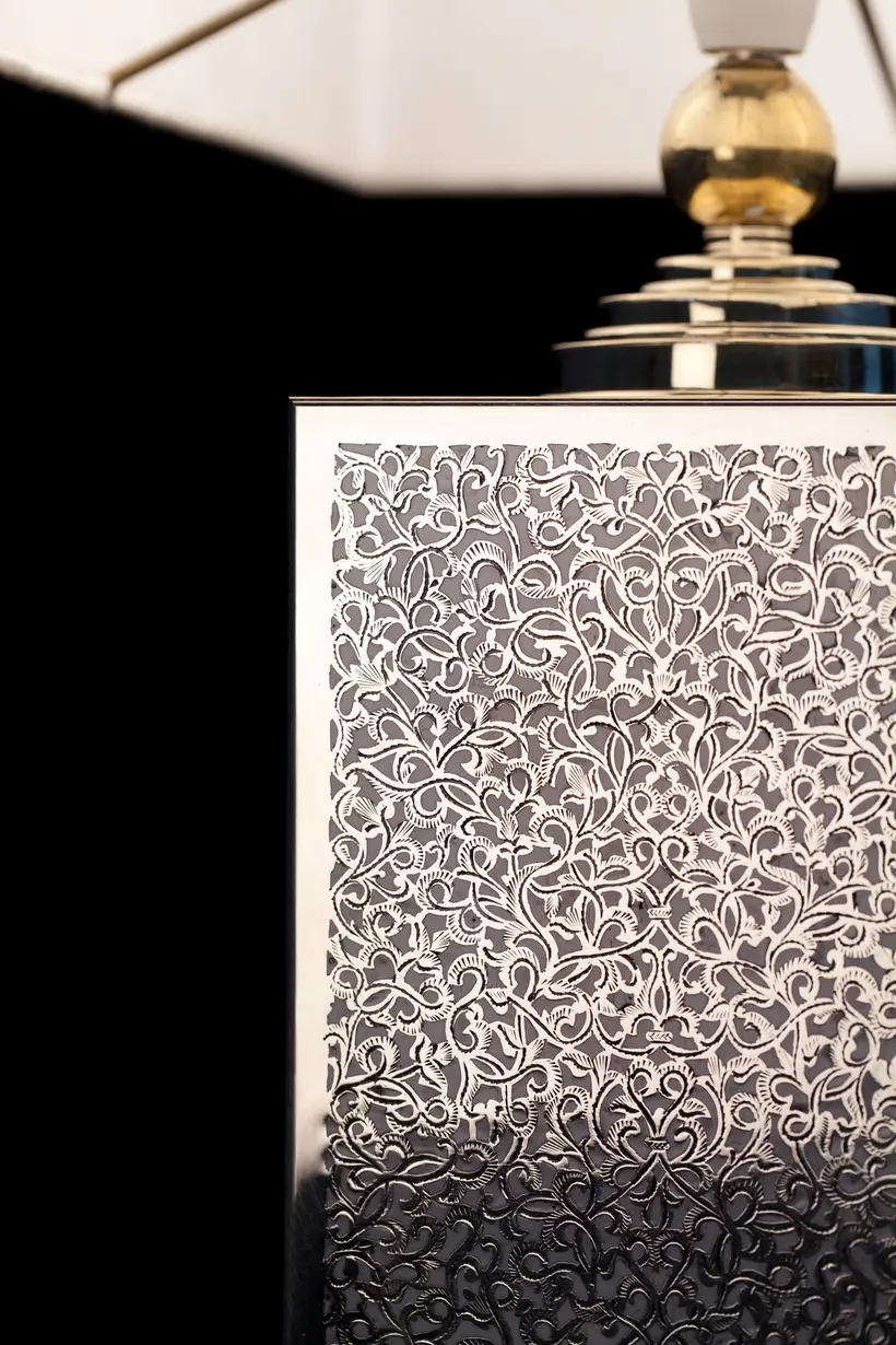 Table Lamp 001 Hand Sawn Floral W Enamel Inlay - artisanat marocain TAZZRA Marrakech Table Lamp 001 Hand Sawn Floral W Enamel Inlay - artisanat marocain TAZZRA Marrakech