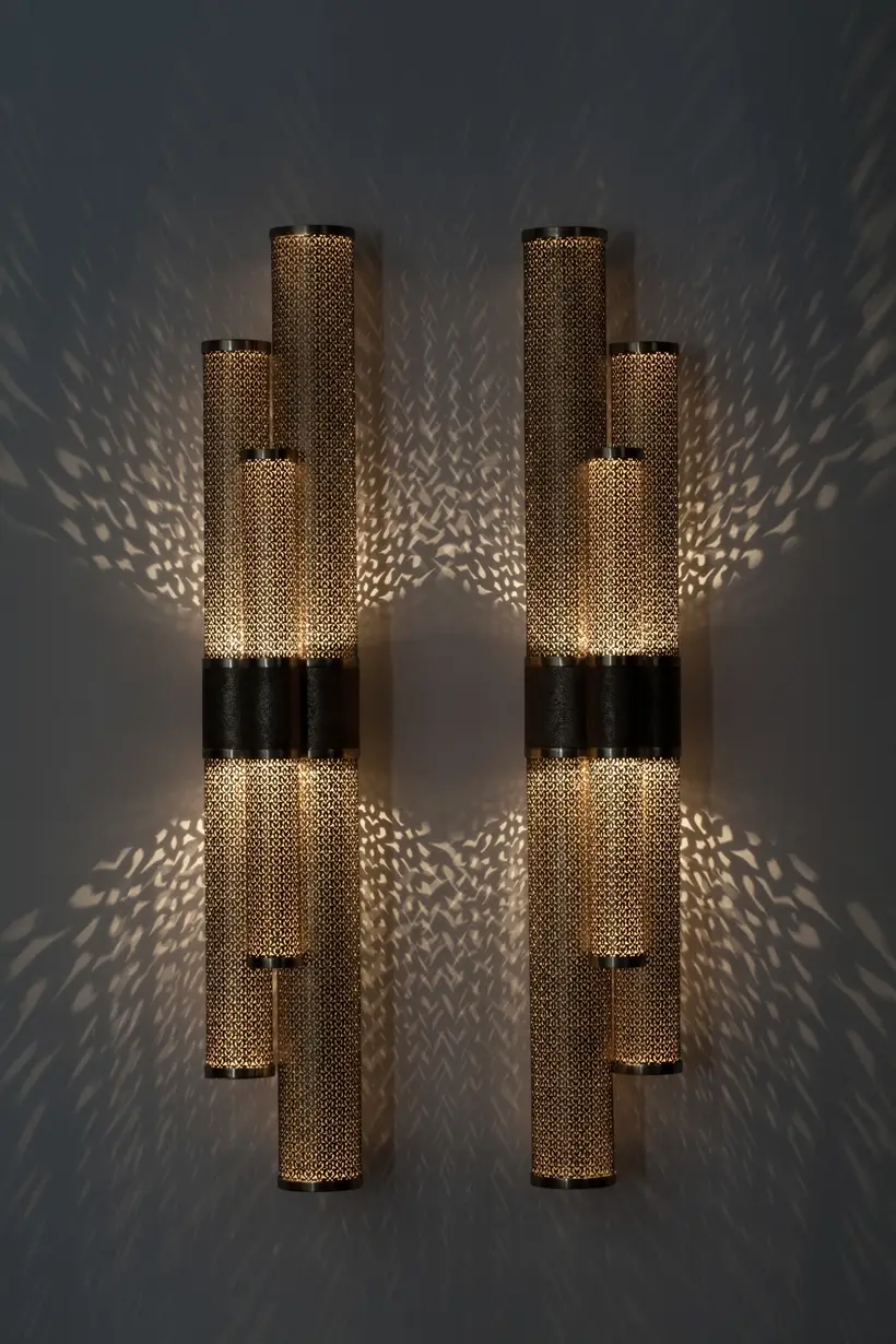 Wall Light Triple Cylinder Floral - artesanía marroquí TAZZRA Marrakech Wall Light Triple Cylinder Floral - artesanía marroquí TAZZRA Marrakech